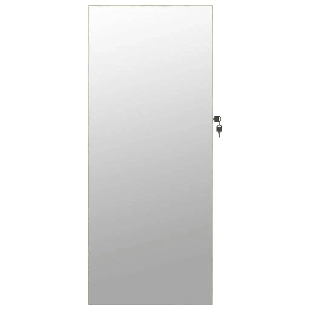 LED Illuminated Wall-Mounted Mirror Jewelry Cabinet Storage Organizer