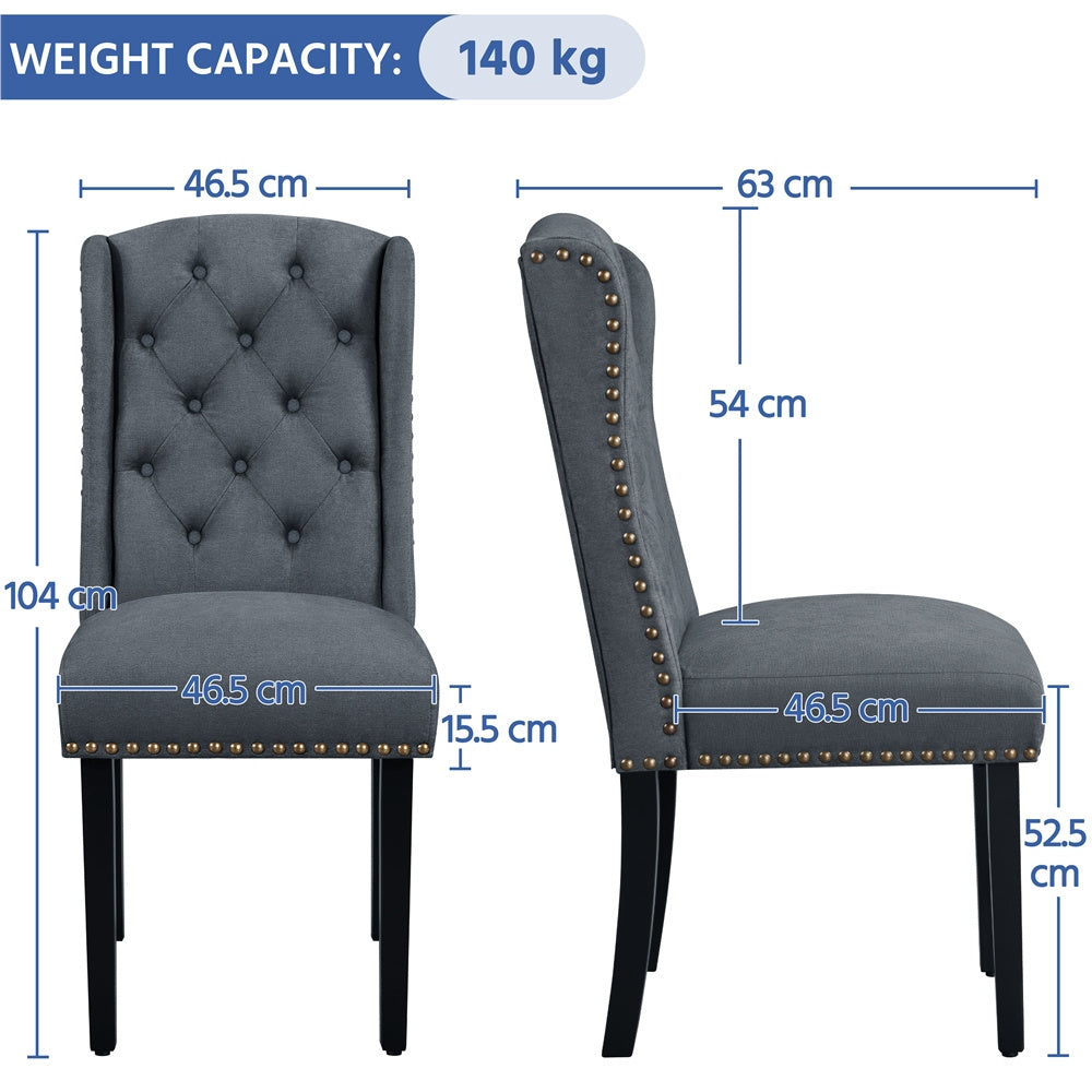 Button Tufted Dining Chairs Upholstered Kitchen Chairs with Solid Legs for Dining Room