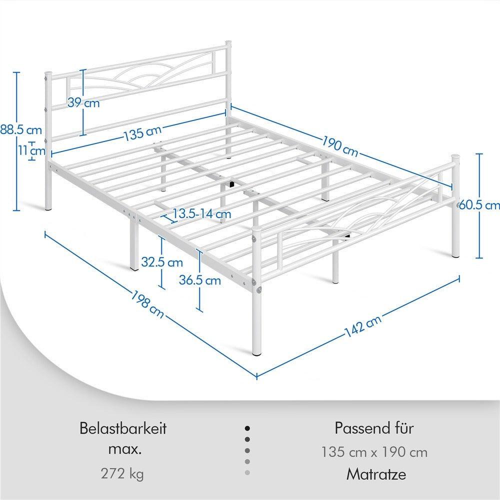Single Metal Platform Bed Frame, Mattress Foundation with Cloud-inspired Design Headboard Easy Assembly