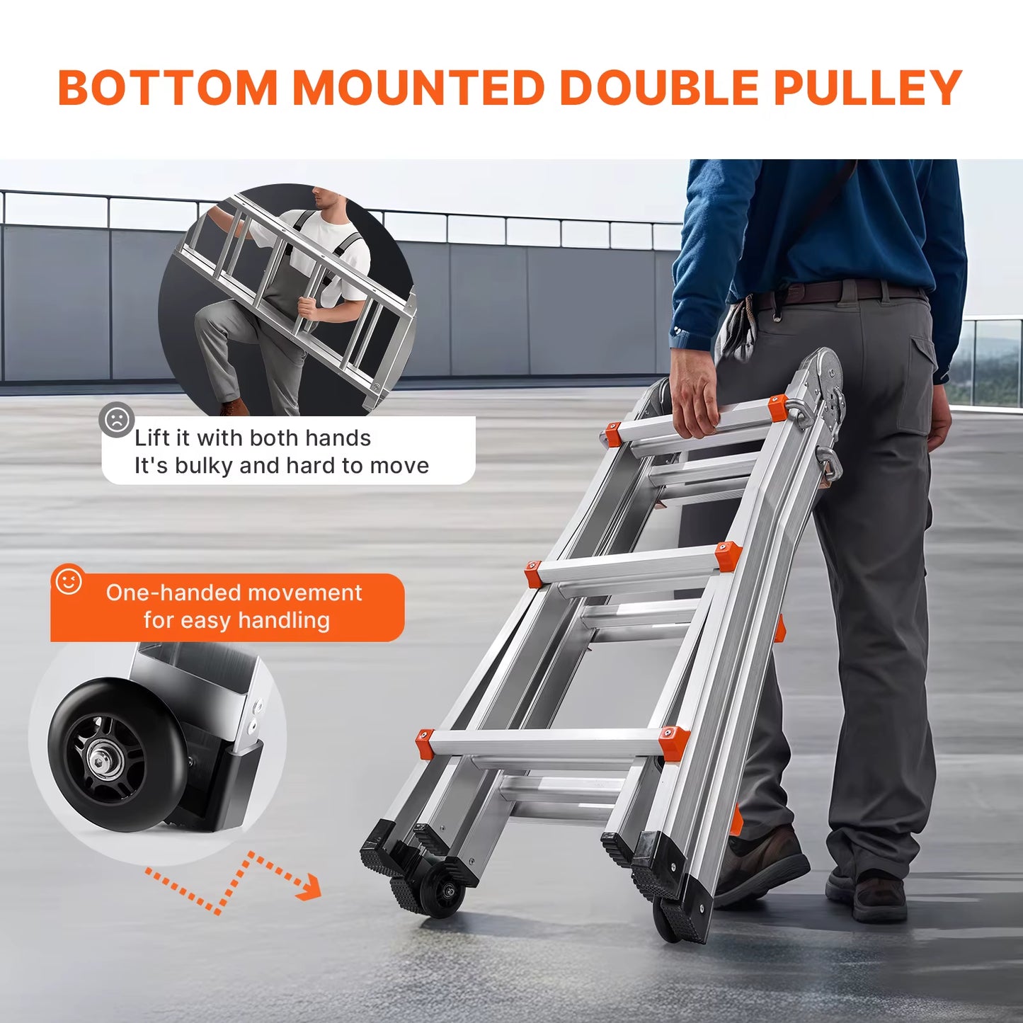 telescoping Ladder a Frame Compact Aluminum Extension Ladder Multi-Function Portable Collapsible RV Ladder for Homework