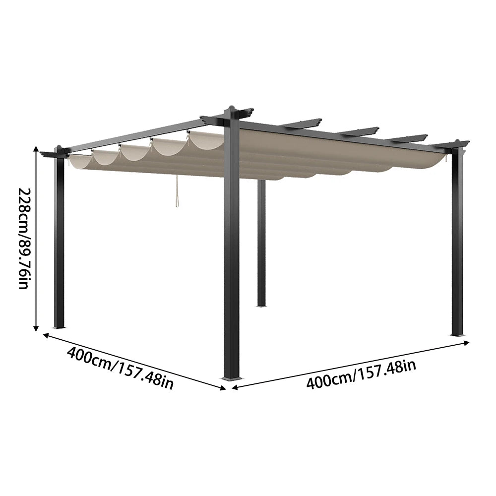 4x4m (12x12ft) Aluminum Pergola with Retractable Louvered Roof - Versatile Garden Gazebo Canopy and Carport
