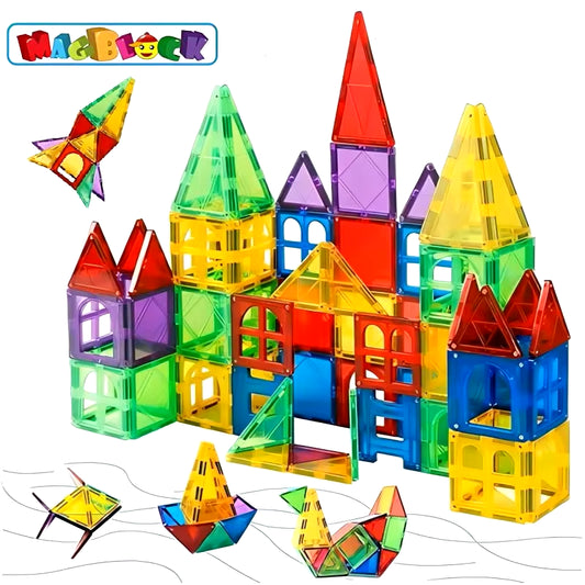 Magblock 66PCS Magnetic Building Blocks Set - Fun & Educational Construction Toy for Kids Ages 3-10!