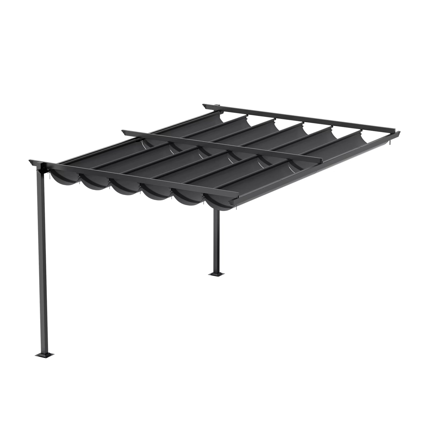 Outdoor Lean to Pergola with Canopy, 10 X 10FT & 10 X 13FT