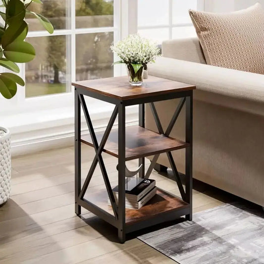 Brown Vintage Wooden Side Table End Table Wood Coffee Table Living Room Furniture