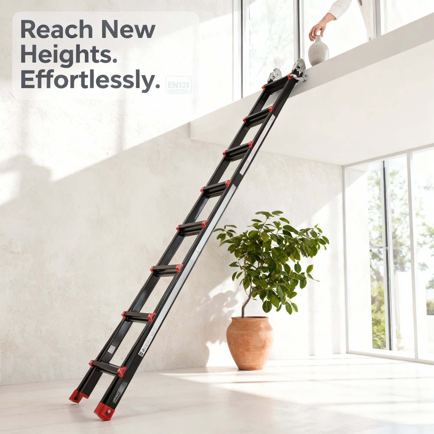 4M Aluminium Duo Ladder Telescopic Herringbone Multi-Purpose DIY Non-Slip