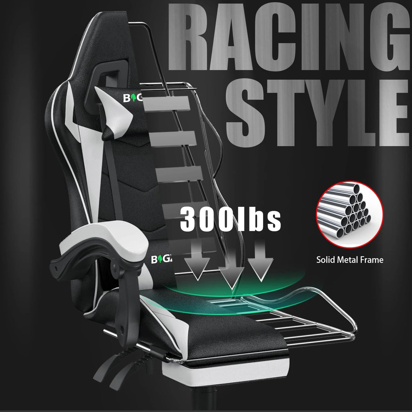 Ultimate Ergonomic Gaming Chair with Adjustable Footrest, Lumbar Support, and Headrest - Perfect for Long Hours of Comfort!