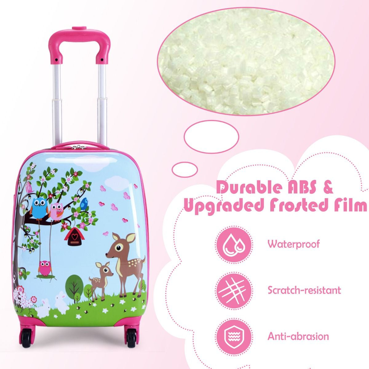 2 Pieces Kids Luggage Set with Carry-On Suitcase and Backpack-Forest