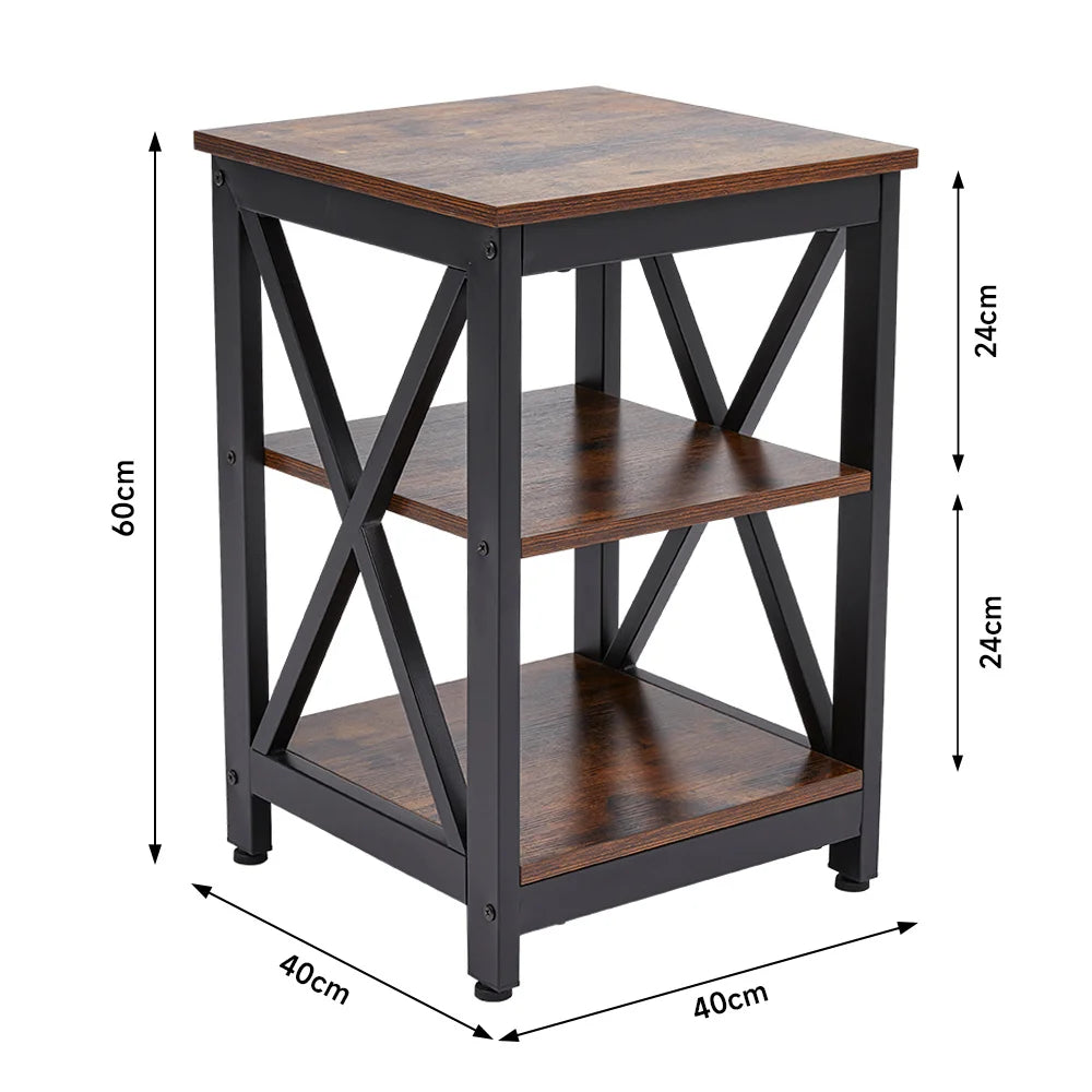Brown Vintage Wooden Side Table End Table Wood Coffee Table Living Room Furniture