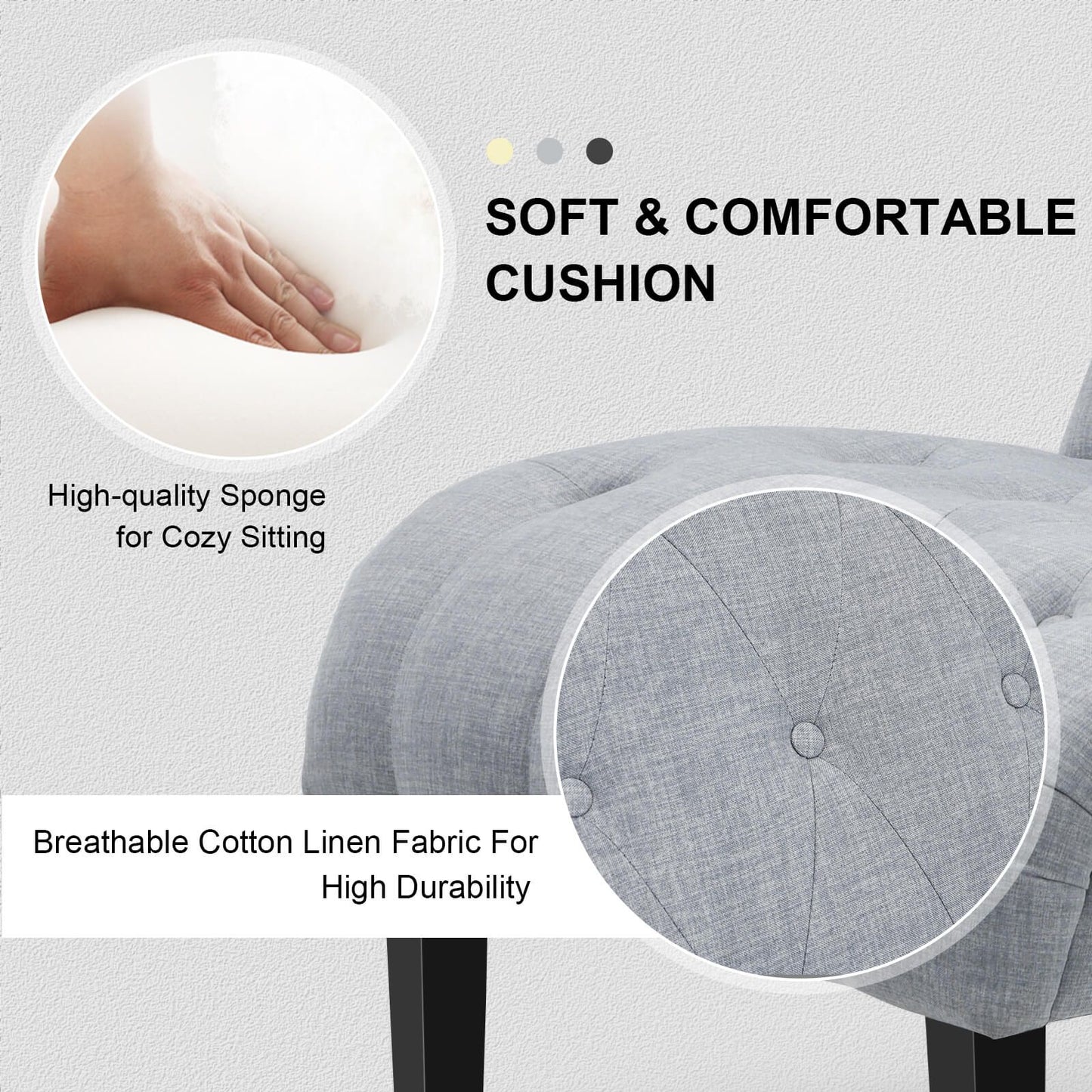 Modern Upholstered Accent Chair with Button Tufted Linen Fabric