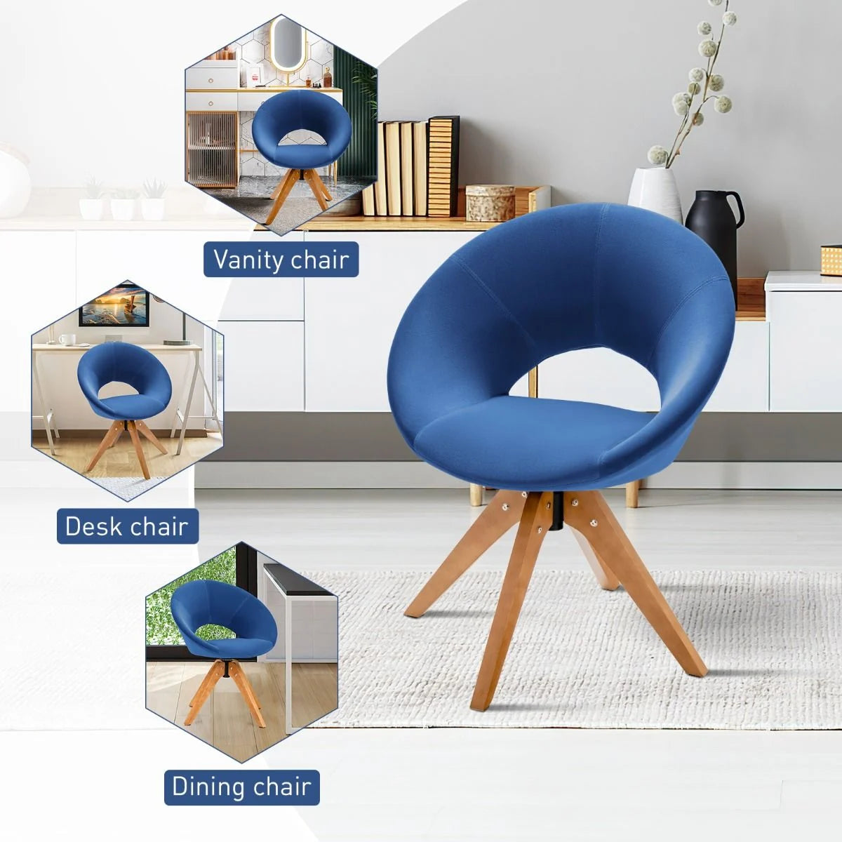 360° Swivel Velvet Accent Chair for Living Room, Bedroom and Office