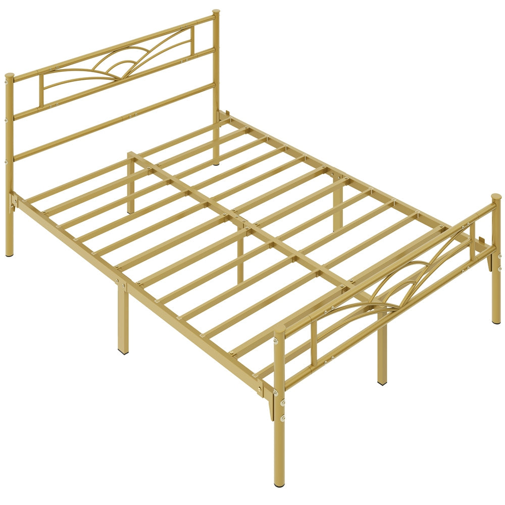 Single Metal Platform Bed Frame, Mattress Foundation with Cloud-inspired Design Headboard Easy Assembly