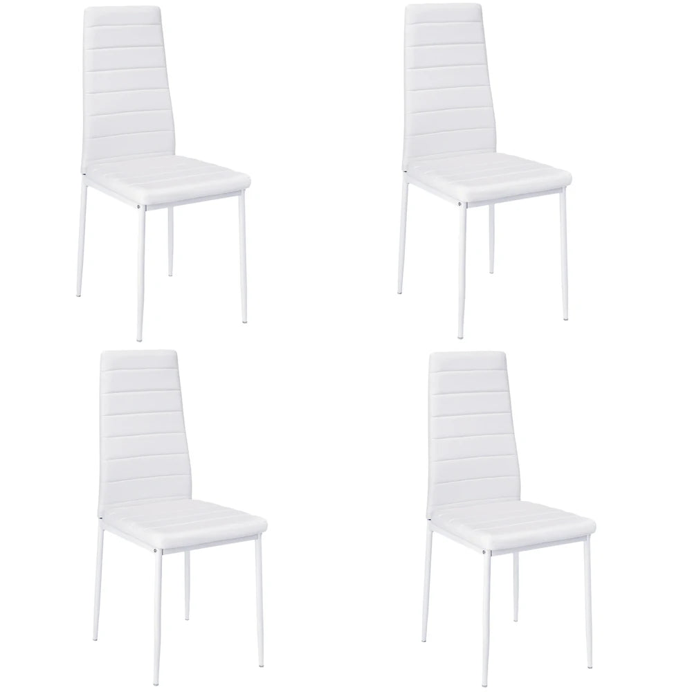Set of 4 PU Leather Padded Seat Metal Legs Dining Chair for Dining Room, Living Room Home Office