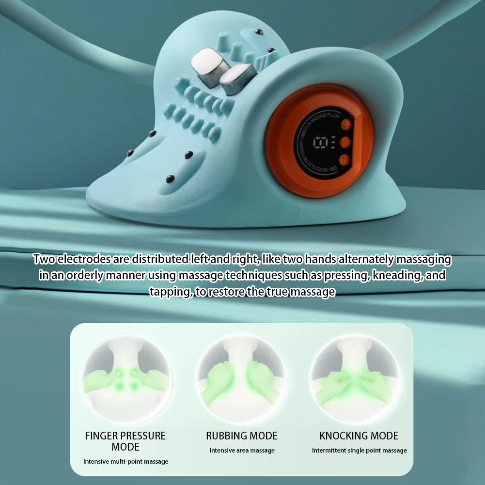 Multifunction EMS Electrotherapy Heating Cervical Ergonomic Acupressure Neck Pillow 