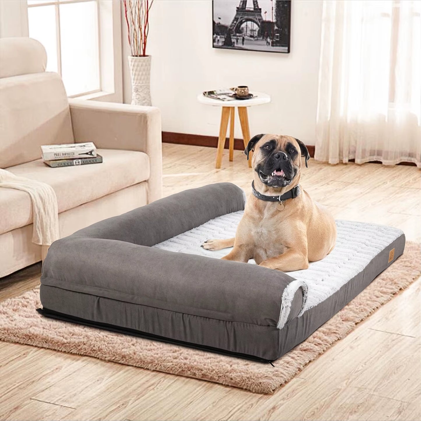 Luxurious Waterproof Plush Dog Bed & Cat Lounger - Self-Warming Foam, Machine Washable Cuddler for Ultimate Comfort