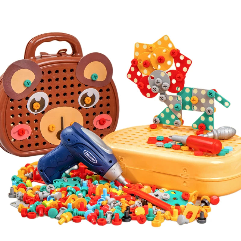 Kids Electric Drill Toolbox - Montessori Pretend Play Tool Set for Boys Ages 4-6 - Perfect Gift for Creative Play!