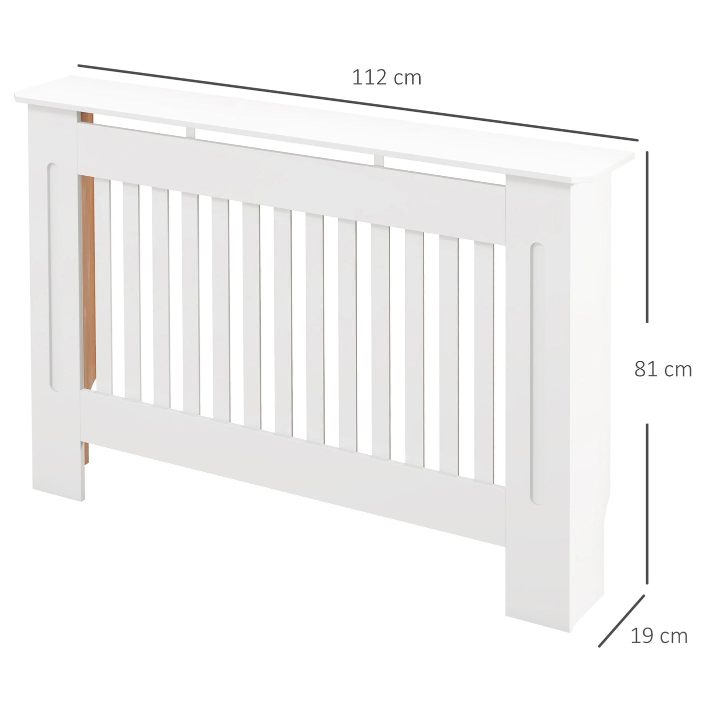 Radiator Cover Painted Slatted MDF Cabinet Lined Grill 112X19X81Cm