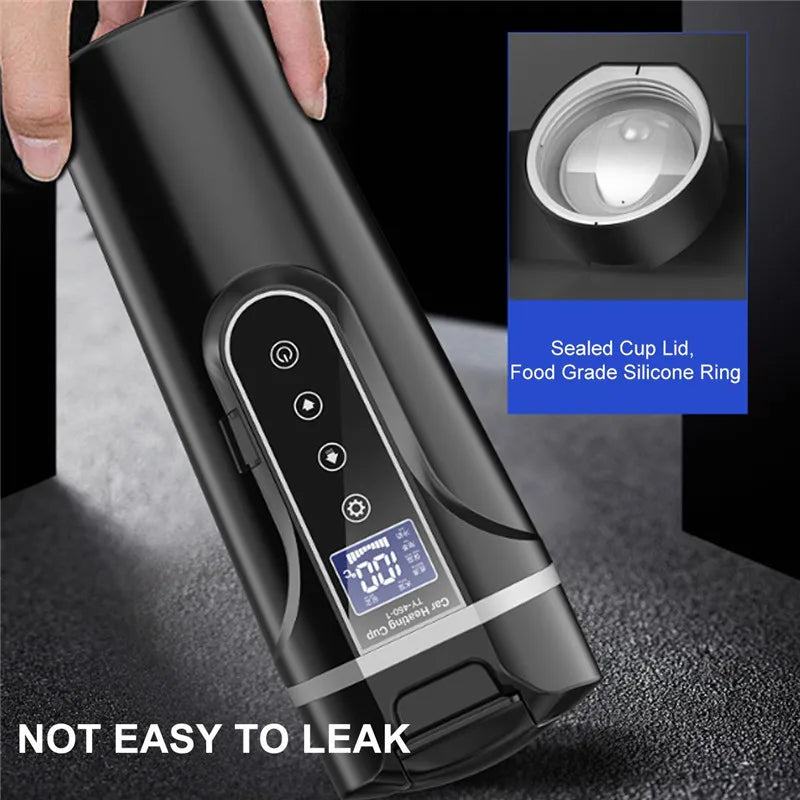 Ultimate Portable Electric Stainless Steel Car Mug with LCD Temperature Display for Perfect Coffee and Tea on the Go