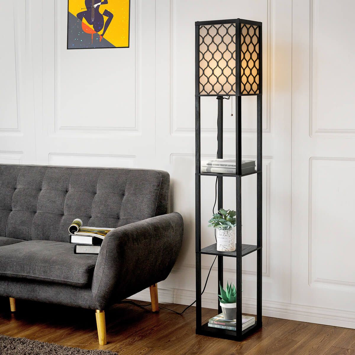 160 Cm Floor Lamp with 3-Tier Shelf for Room Decoration