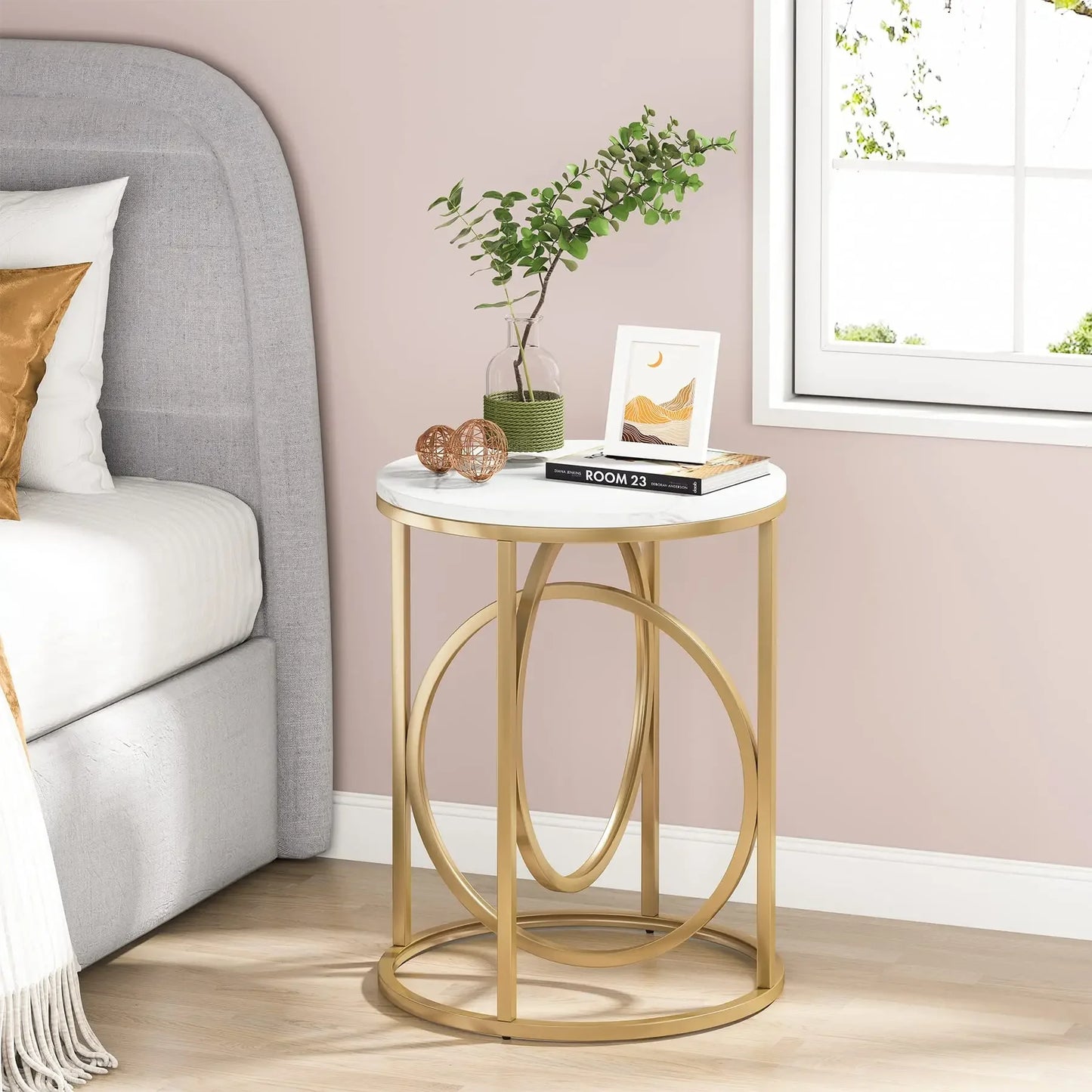 Round End Table, 20” Sofa Side Coffee Cocktail Table