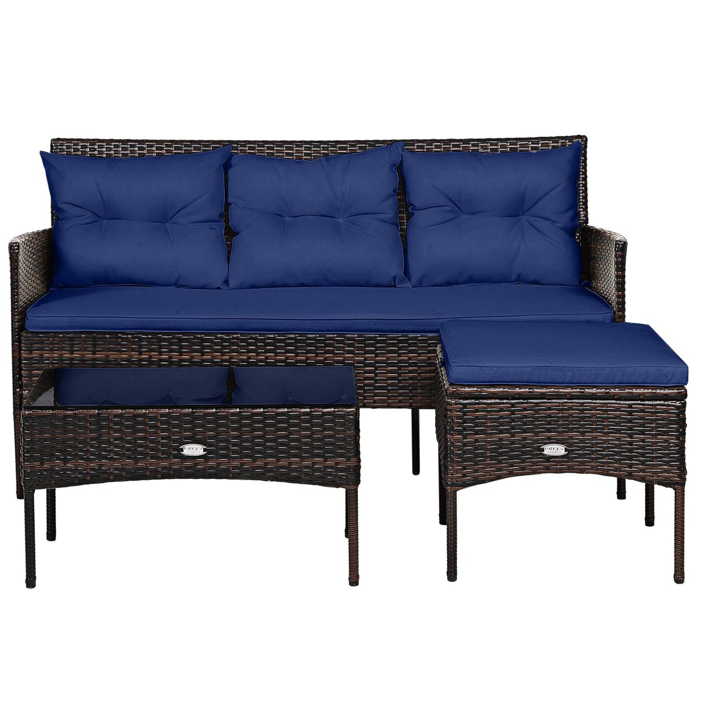 4 Seater Rattan Garden Furniture Set with Cushioned Sofa