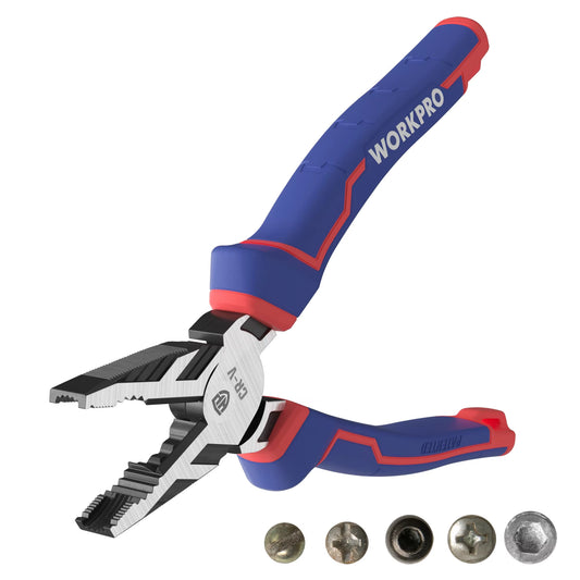 High Leverage Combination Pliers 200mm with Wire Cutting and Screw Extractor - Durable Cr-V Linesman Pliers