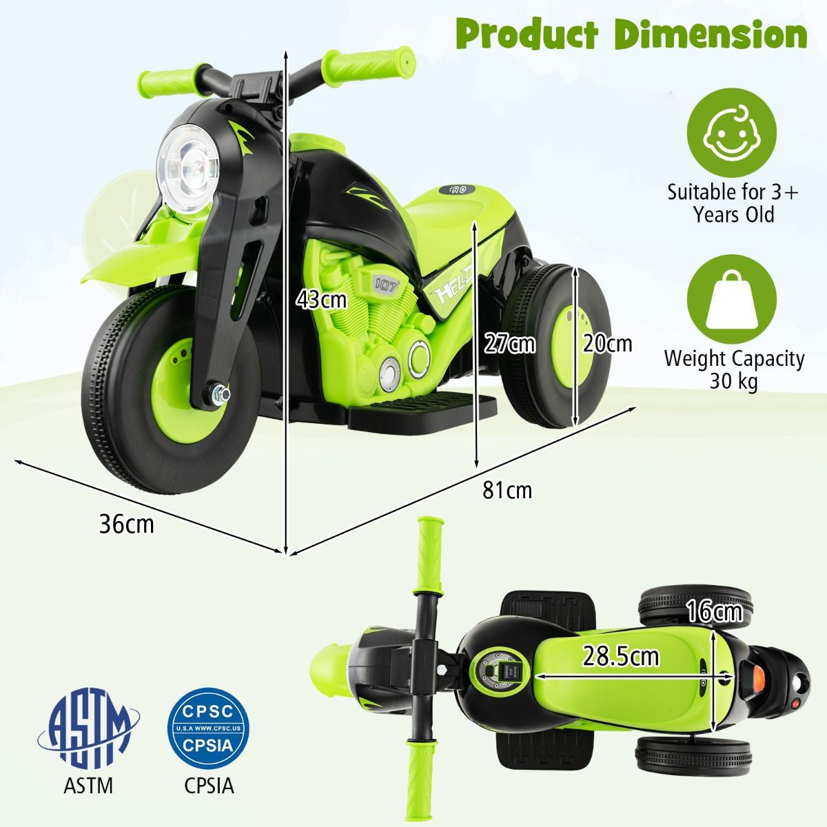 6V Electric Kid Ride on Motorcycle with Bubble Maker