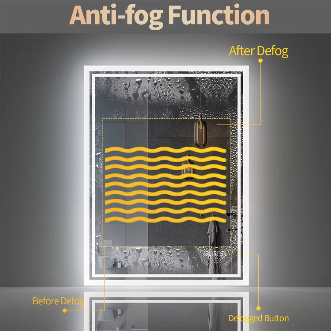 Illuminate LED Backlight Bathroom Mirror Frameless Dimmable Defog Bath/Shower/Shaving Mirror