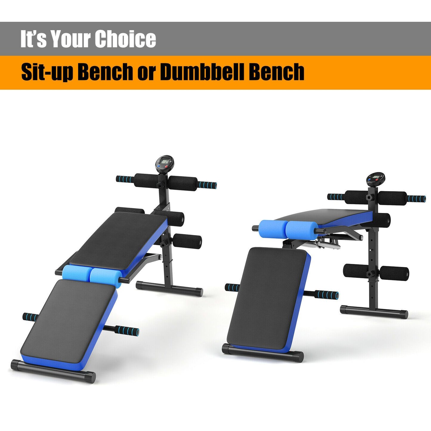 Adjustable Foldable Multi-Workout Weight Bench with LCD Display