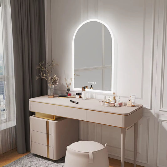 Illuminate Your Space: 36" x 24" Arched Dimmable Backlit Smart LED Bathroom Mirror with Anti-Fog, Time & Temperature Display, and CRI 95