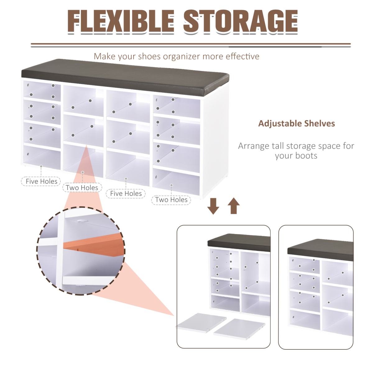 Stylish PU Leather 14-Compartment Shoe Storage Bench for Ultimate Organization