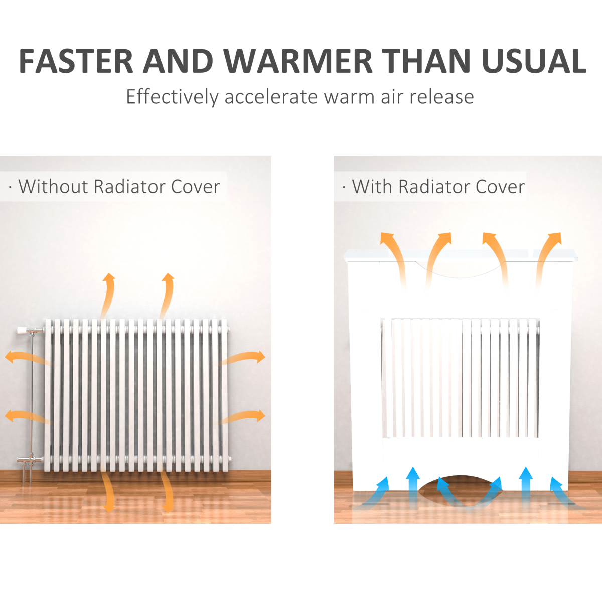 Elegant White Radiator Cover with Slatted Design & Stylish Worktop