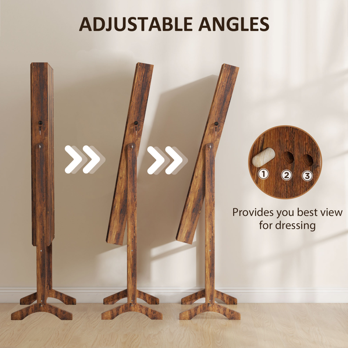 Illuminate Your Style: Rustic LED Full-Length Mirror Cabinet with Ample Storage