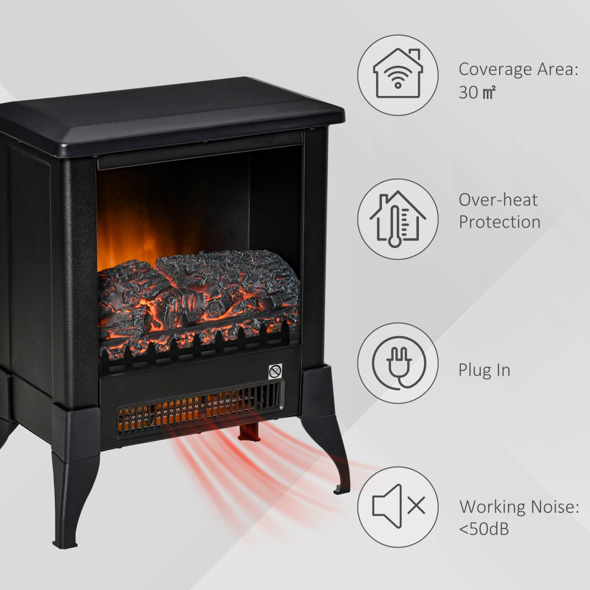 Stylish Electric Fireplace: Adjustable Heat & Overheat Protection!