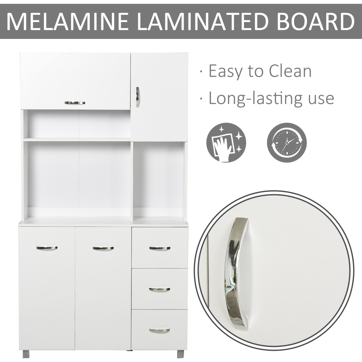 Versatile Freestanding Kitchen Storage Cabinet with Adjustable Shelves & Drawers