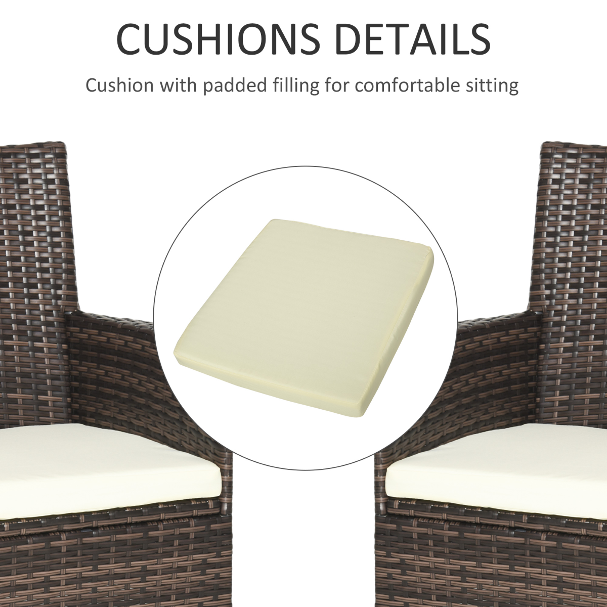 4-Piece Outdoor Rattan Armchair Set with Cushions for Garden