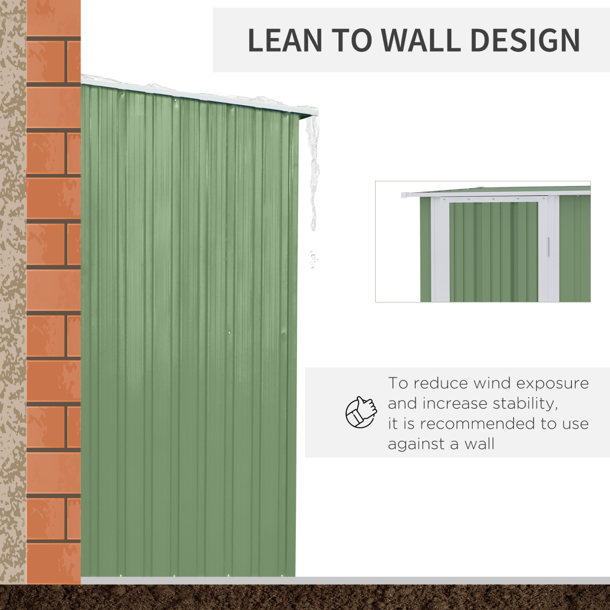 Green Garden Storage Shed with Sloped Roof and Lockable Door