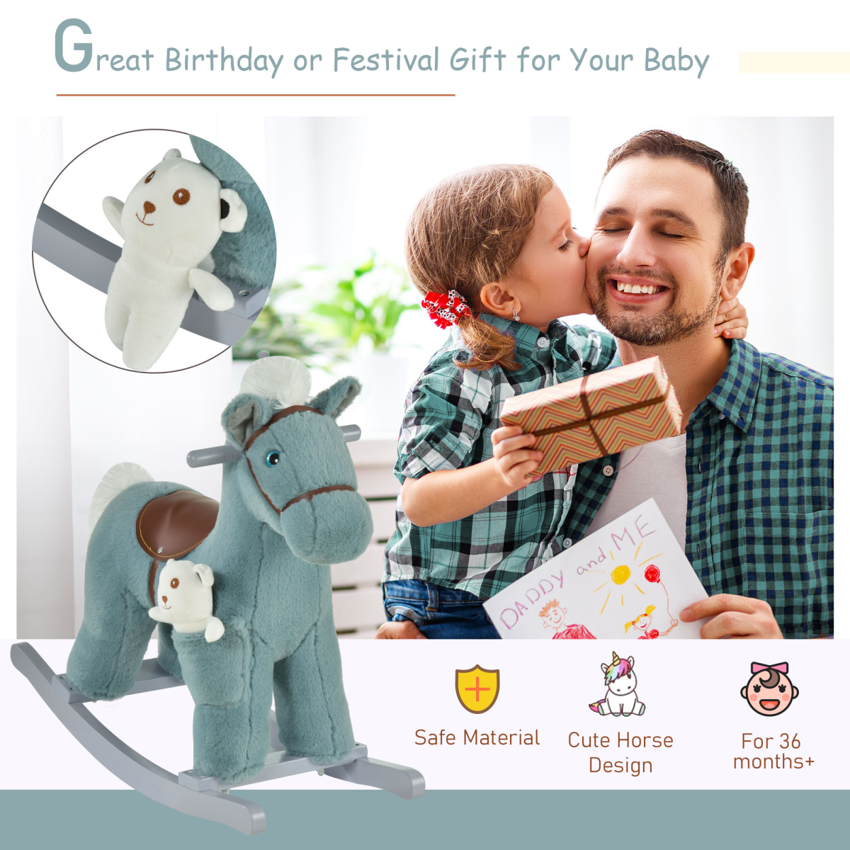 Kids Rocking Horse: Timeless Wooden Ride-On Toy for Safe Fun