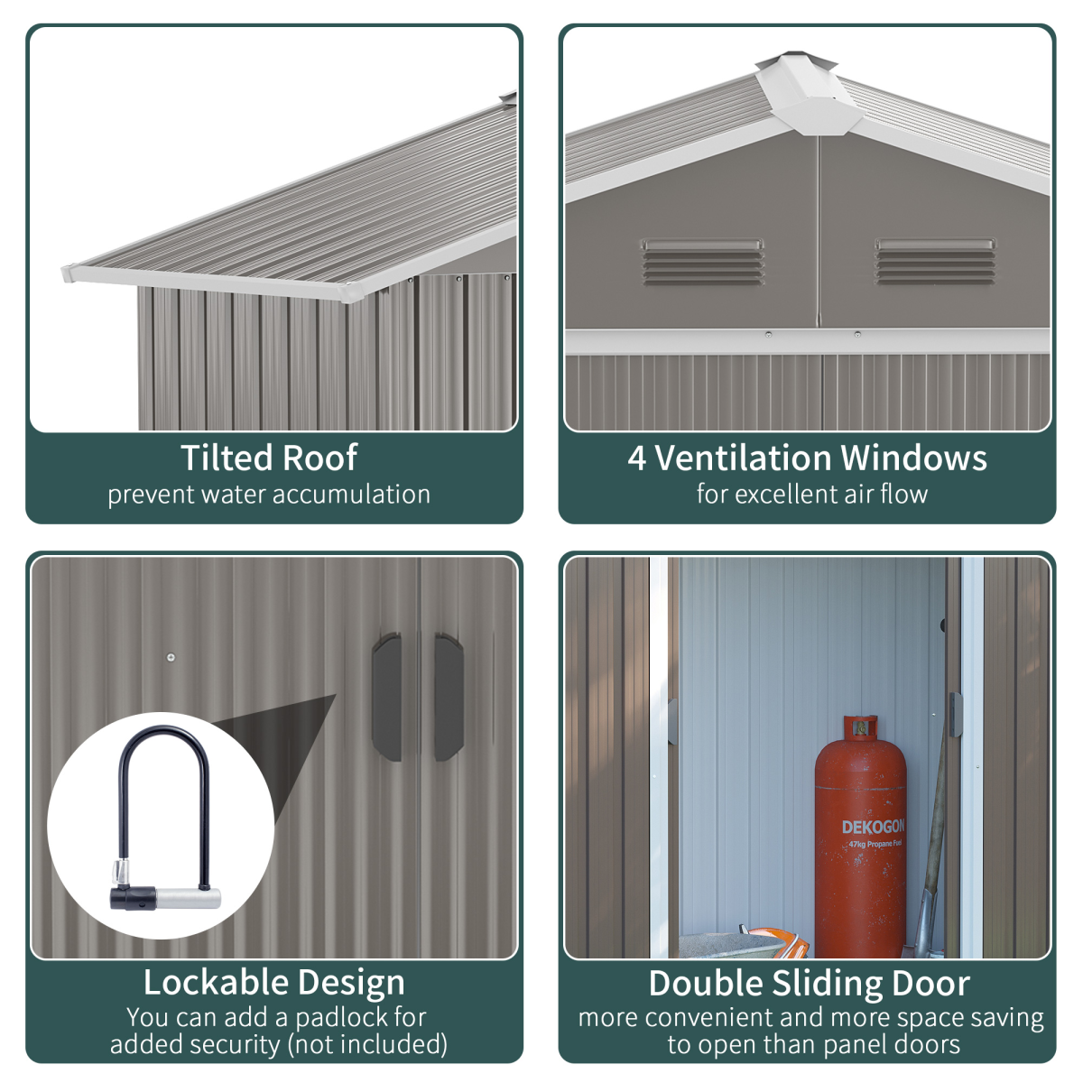 6.5x3.5ft Metal Garden Shed – Rust-Resistant Grey Outdoor Storage