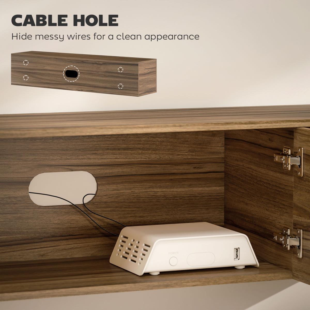 Rustic Brown Wall-Mounted Floating TV Stand with Stylish Storage Solutions
