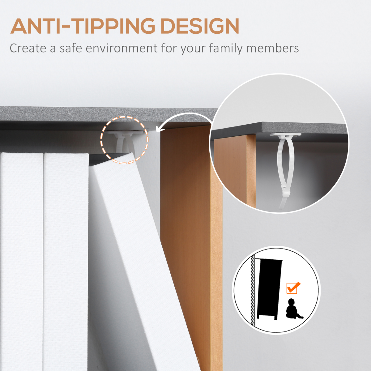 Stylish 5-Tier Dark Grey Bookshelf – Modern Design for Space-Saving Storage