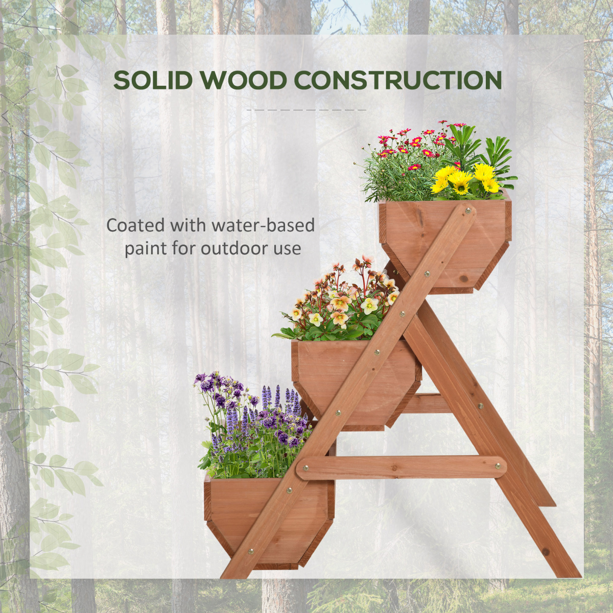 3-Tier Raised Garden Bed - Wooden Planter Box Kit, Brown