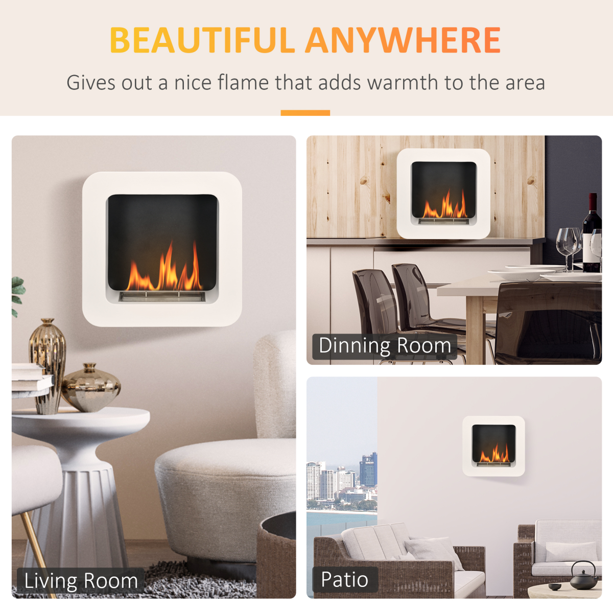 Stylish Wall-Mounted Ethanol Fireplace: Modern Heat with Minimal Hassle