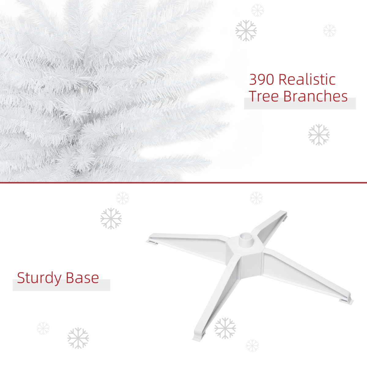1.8m White Pencil Slim Christmas Tree, 390 Tips, Easy Setup
