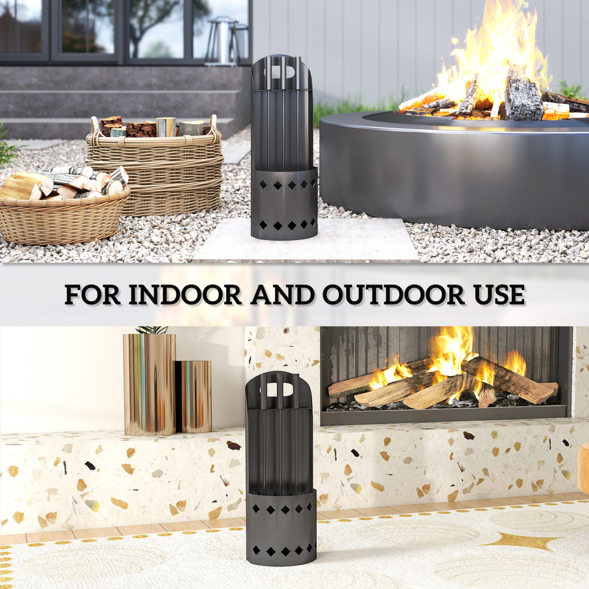 4-Piece Black Fireplace Tool Set - Fireside Companion