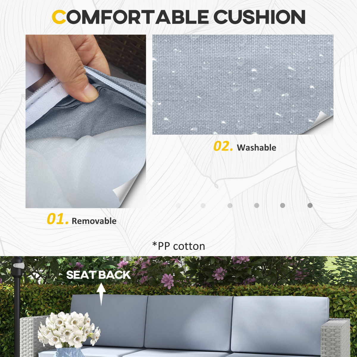 5-Piece Grey Rattan Garden Set with Glass Coffee Table