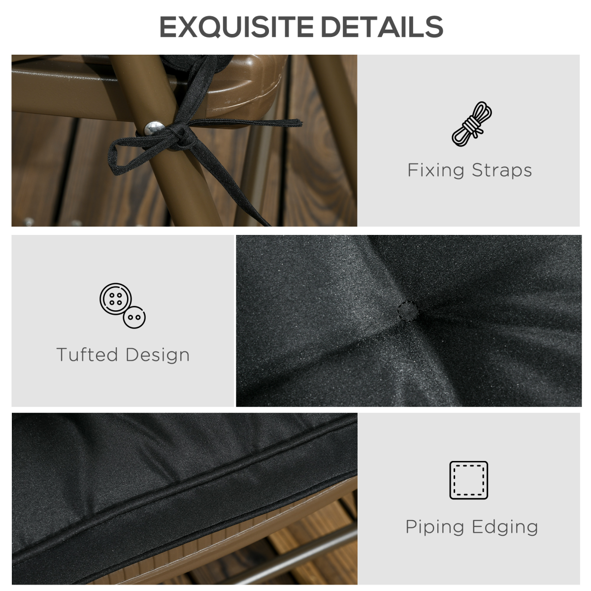 Deluxe 40x40cm Outdoor Seat Cushion with Ties - Perfect for Dining Chairs