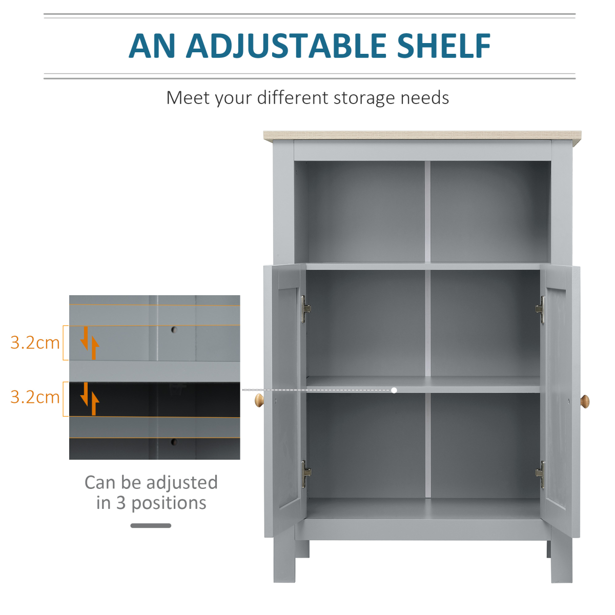 Vintage-Style Kleankin Bathroom Storage Cabinet with Adjustable Shelves