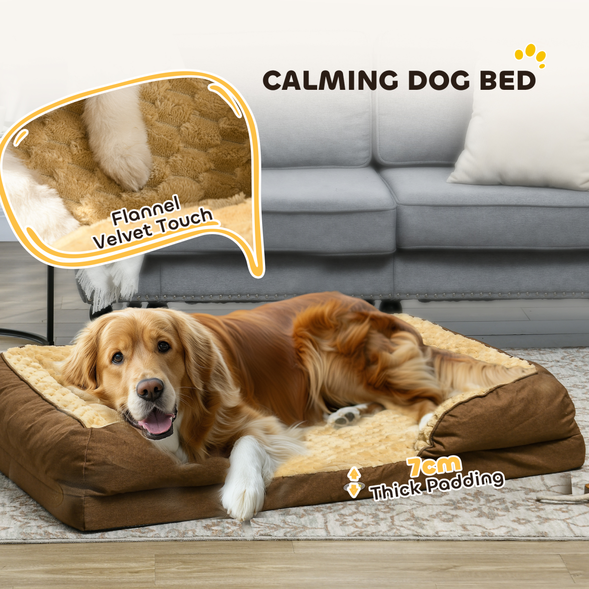 PawHut Calming Dog Bed - Plush Mattress for Large Pets, Washable & Non-Slip