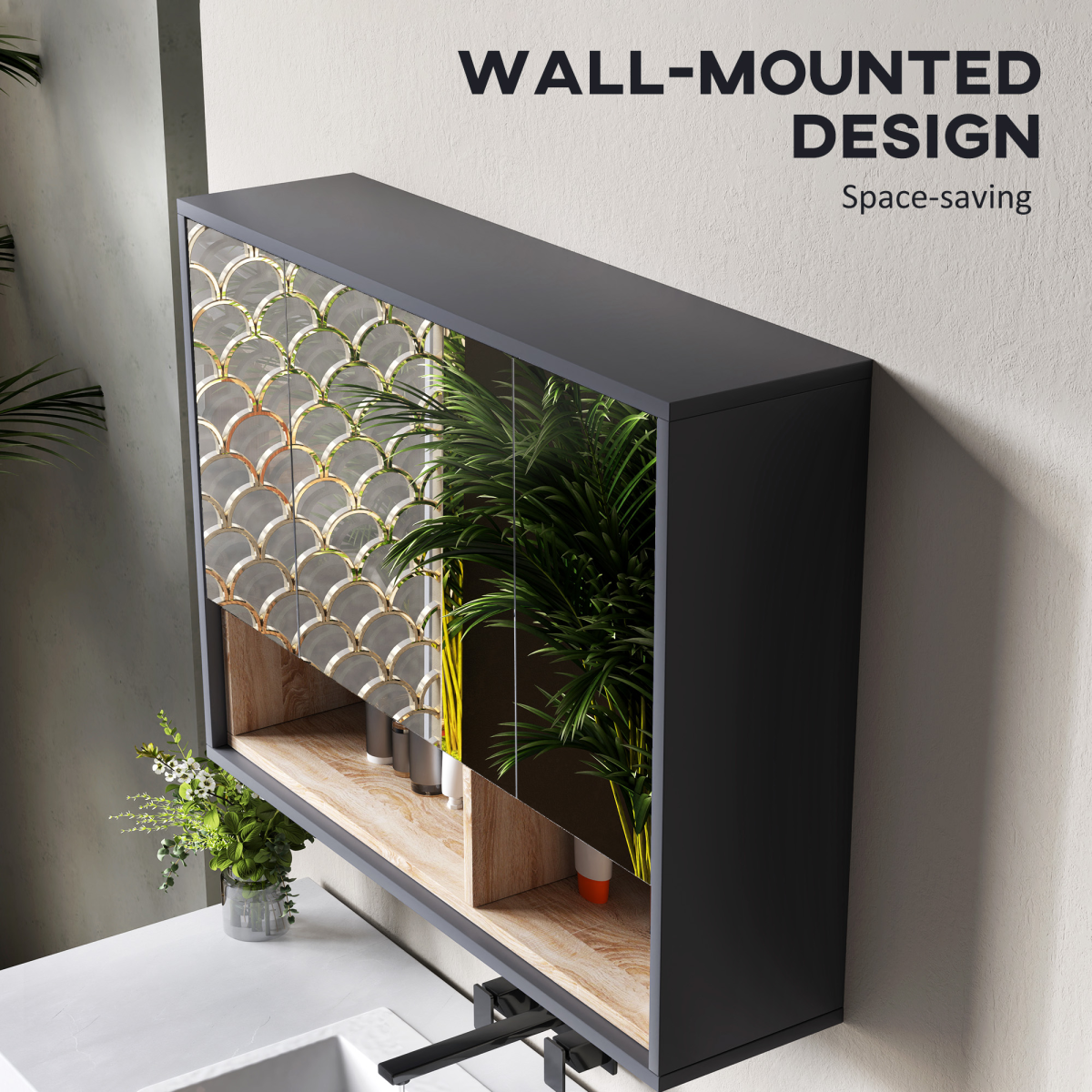 Elegant Wall-Mounted Bathroom Cabinet with Mirror & Smart Storage Solutions