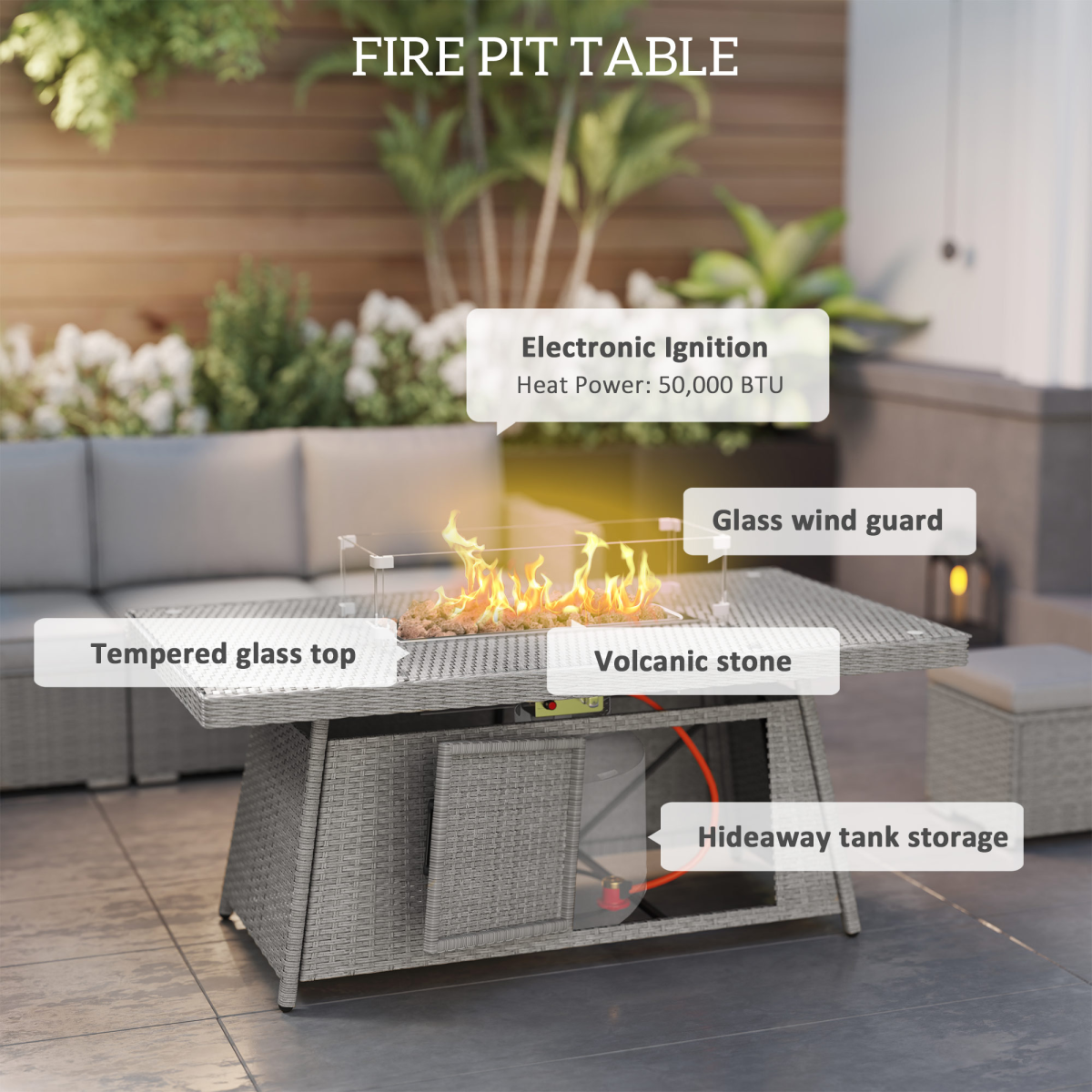 Lux Outdoor Fire Pit Table Set - 50,000 BTU for Cozy Evenings